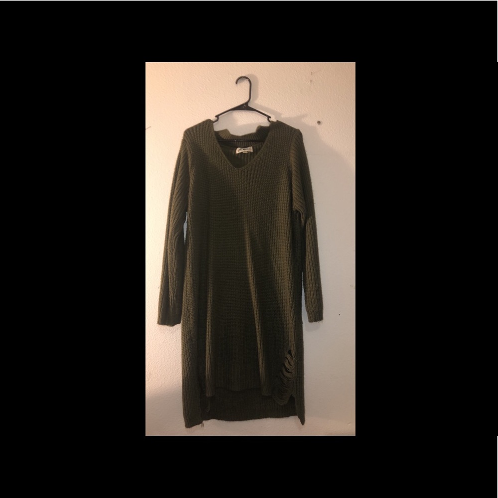 Green sweater knit dress